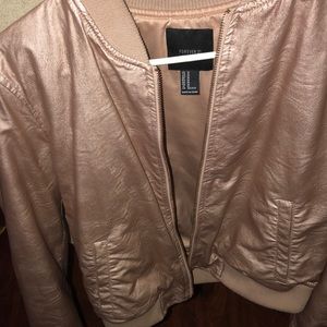 Metallic Rose Gold Bomber Jacket